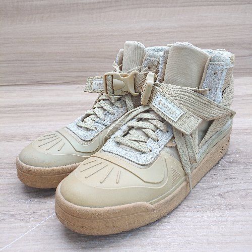 adidas アディダス ハイカット ハイキング バスケット 曲線ディテール スニーカー サイズ26.5 ベージュ系 メンズ E 