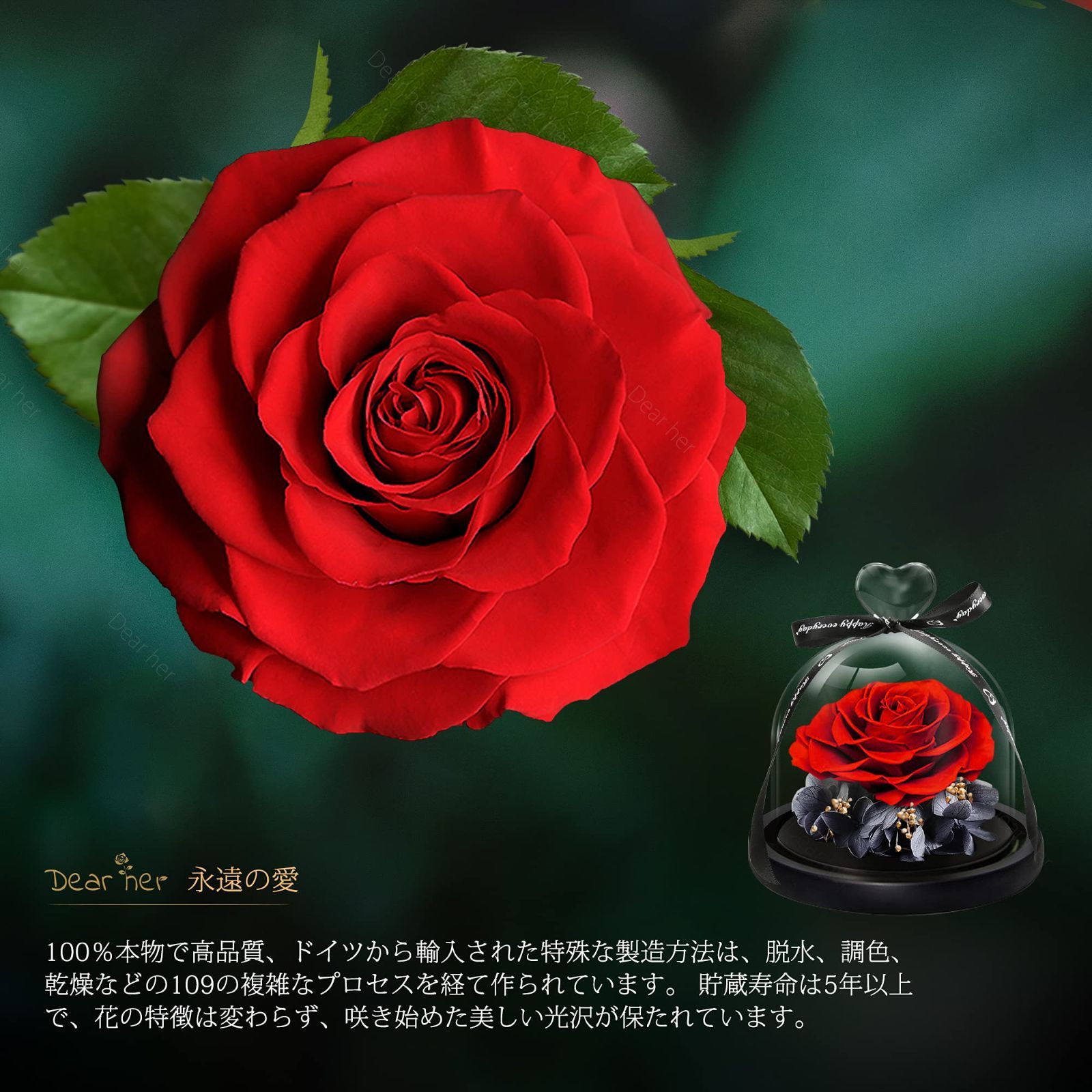 本物のバラで手作り保存花 枯れない花