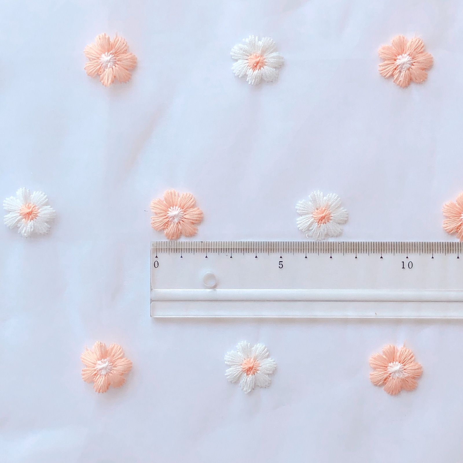 オーガンジー刺繍 130×45 お花 オレンジ 生地 布 （F1-8