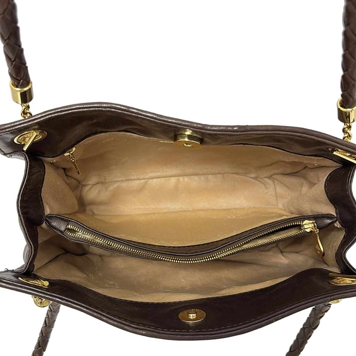 ボッテガヴェネタ イントレチャート トートバッグ レザー ダークブラウン 大型 BOTTEGA VENETA(ボッテガヴェネタ) トートバッグ イントレ