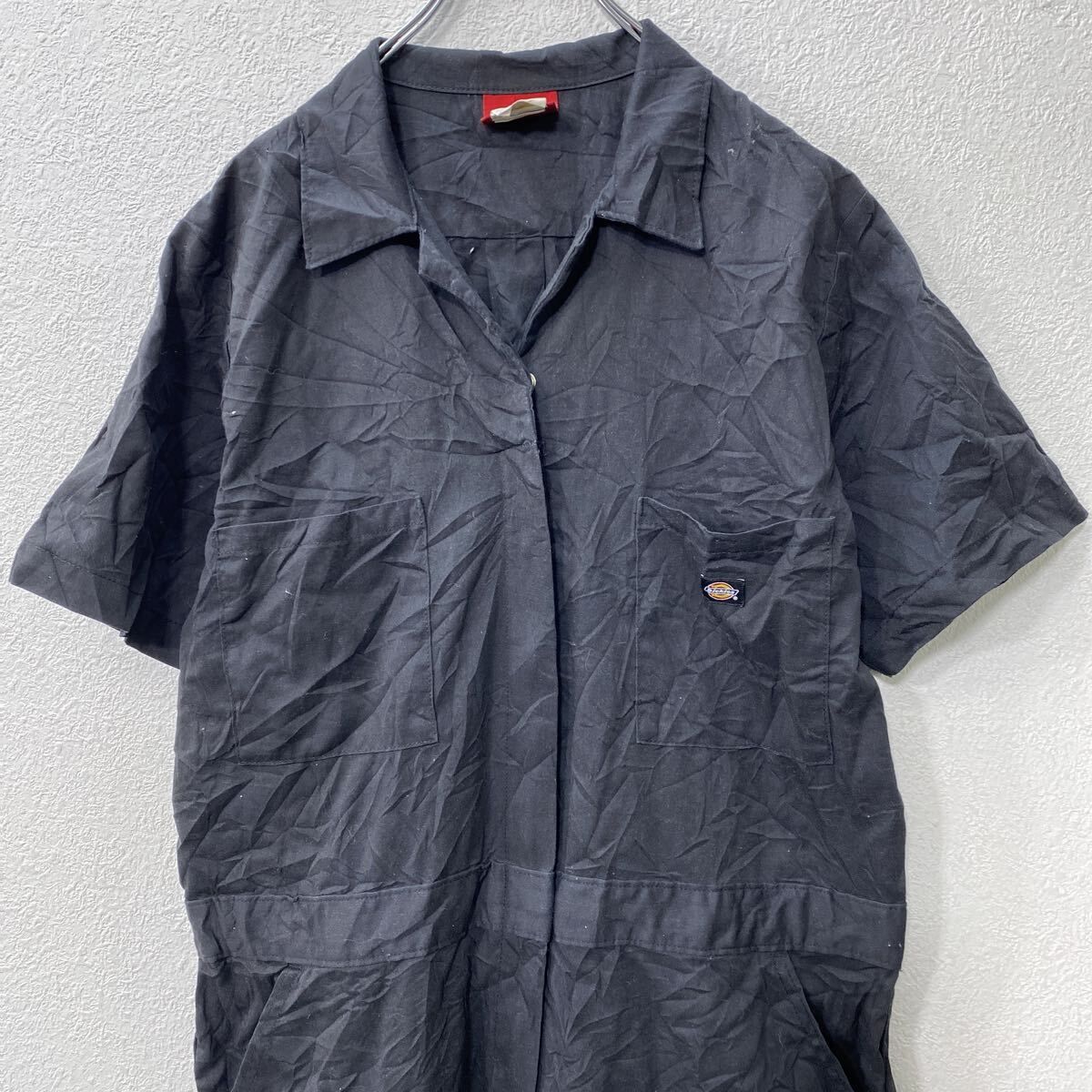 Dickies 半袖つなぎ W38 ブラック ディッキーズ ワークウェア オールインワン 作業着 古着卸 アメリカ仕入 a708-5629