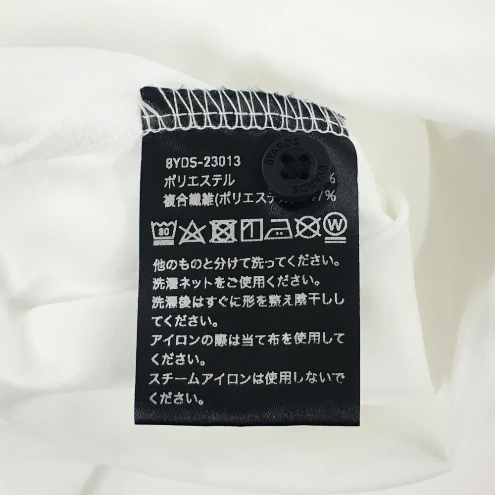 【超美品】ハチヤーズ 半袖ポロシャツ 白×黒 袖ロゴ刺しゅう レディース S ゴルフウェア 8YARDS 超美品】ハチヤーズ 半袖ポロシャツ 白×黒 袖ロゴ刺しゅう