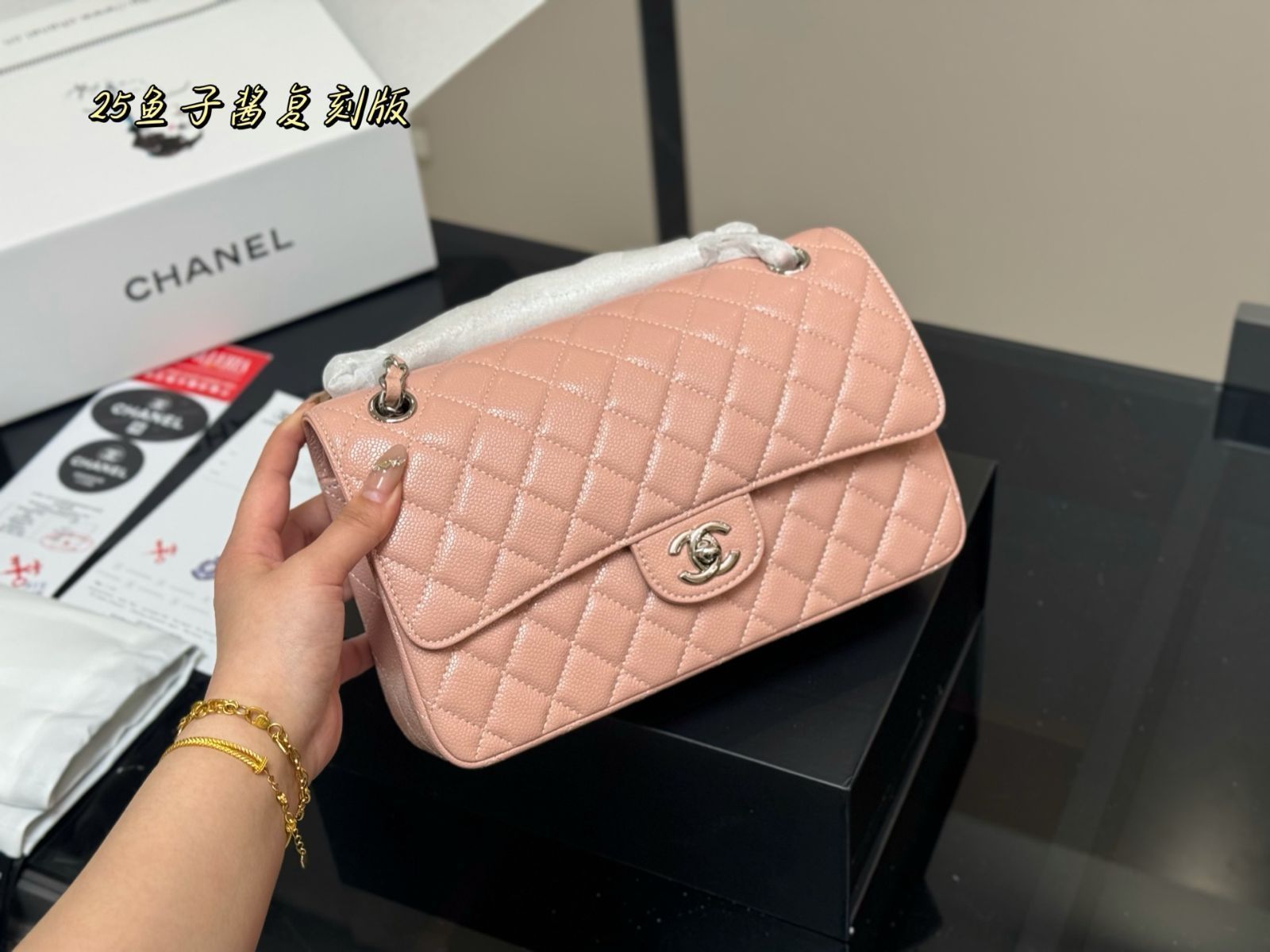 今日特価】CHANEL CF 25cm トップグレード サーモンレザー