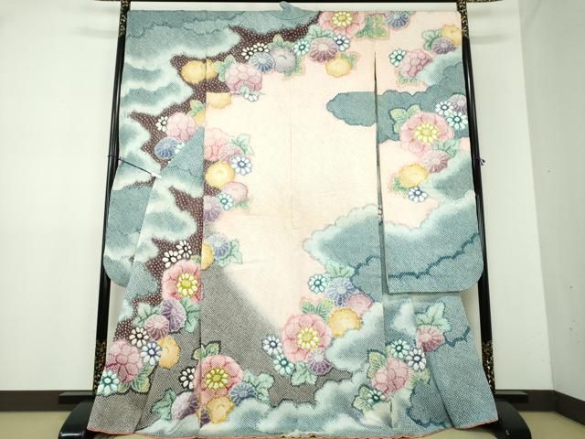 平和屋着物●名門 藤娘きぬたや 総絞り 振袖 雲取り吉祥花文 正絹 DAAX4456ps