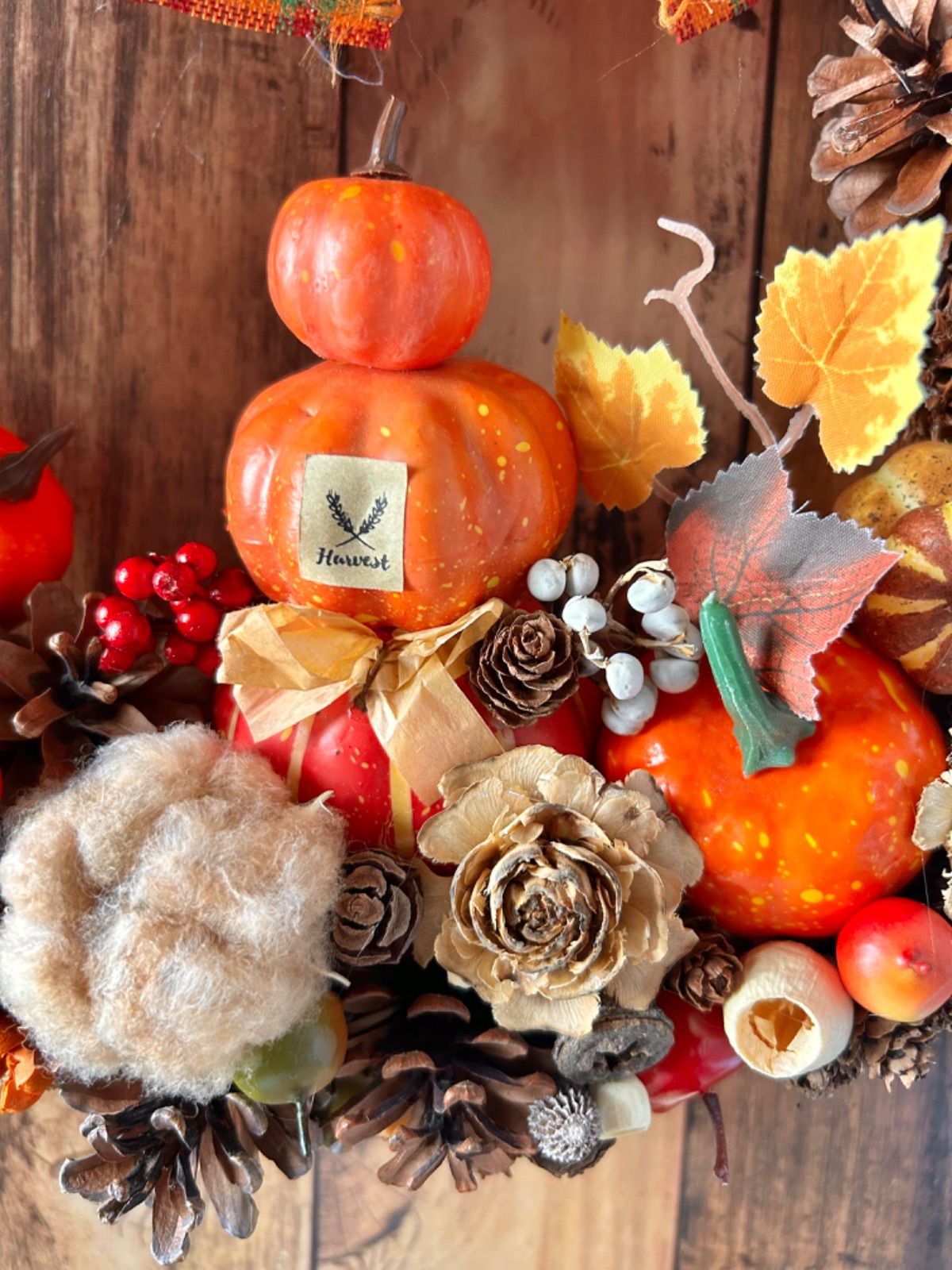 ハロウィンリース　スワッグ　カボチャ　ハンドメイド　インテリア　大きめ　特大 ハロウィンリース スワッグ カボチャ ハンドメイド インテリア