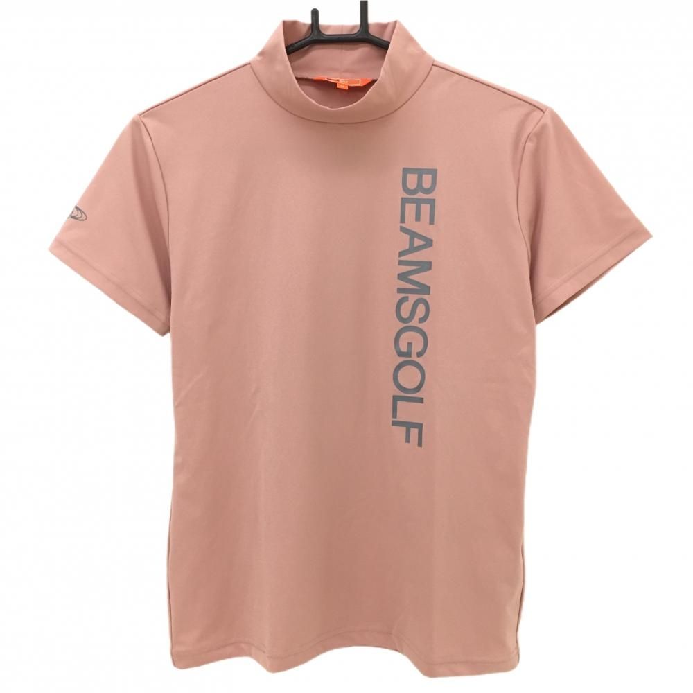 ビームスゴルフ(BEAMS GOLF)日本製半袖モックネック ハイネックトップM 超美品】ビームスゴルフ 半袖ハイネックシャツ スモーキーピンク