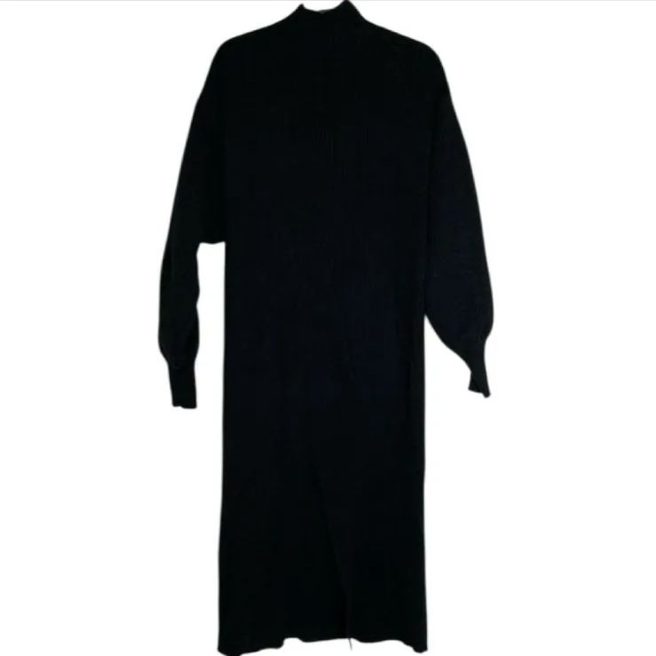 ADAM ET ROPE’ フォルムスリーブハイネックニットワンピース 定価¥13970 ブラック