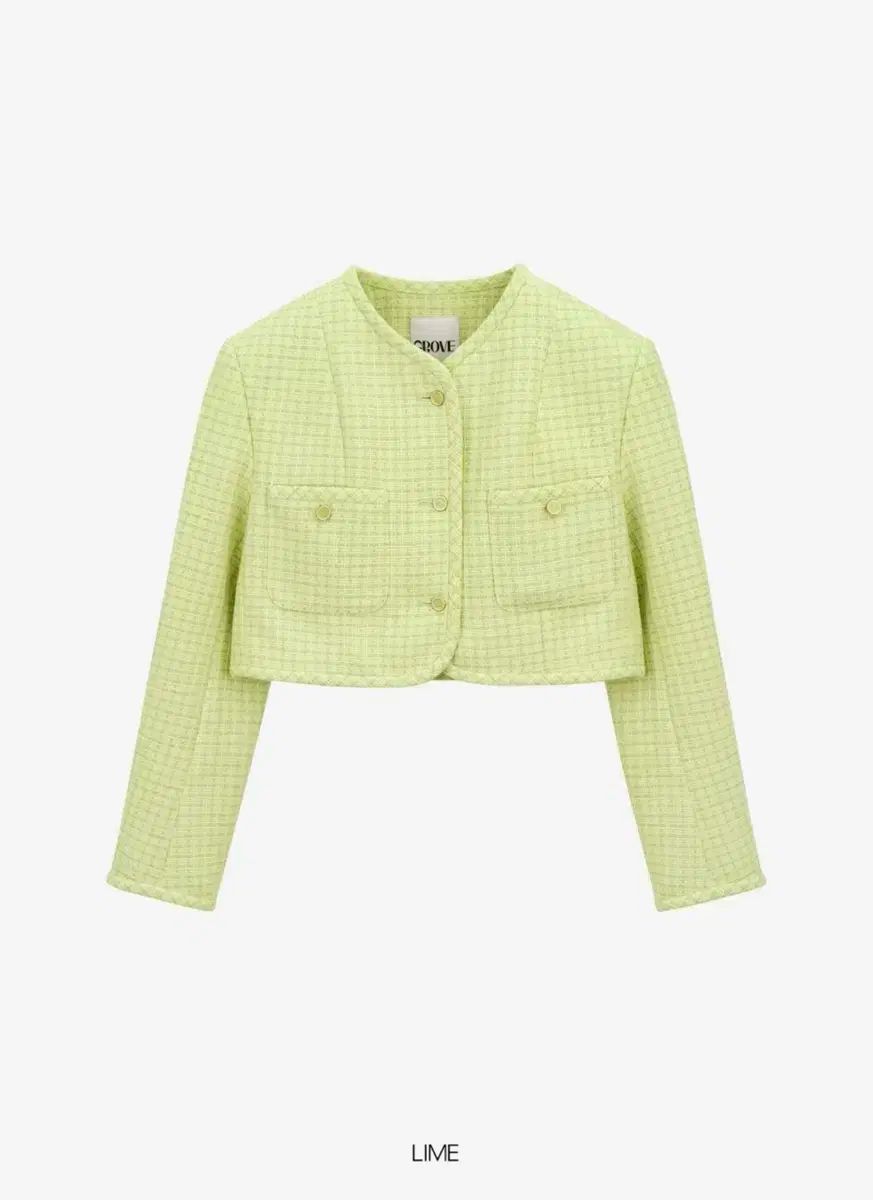 GROVE ライム ツイード クロップド ジャケット - スカート セットアップ