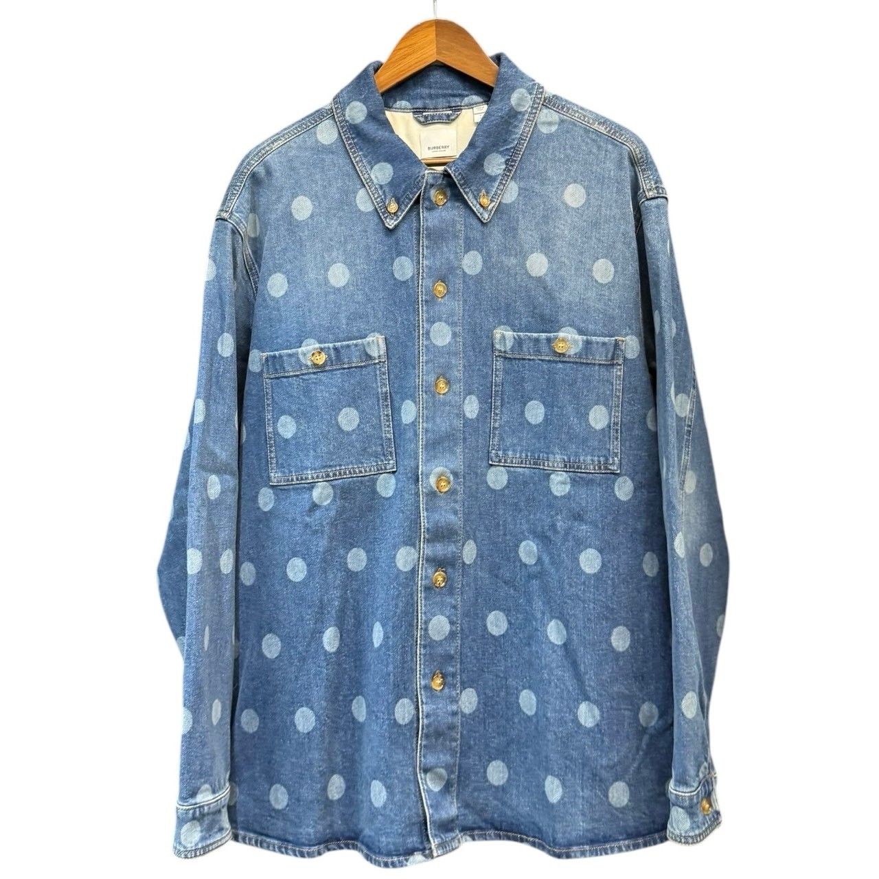 BURBERRY バーバリー ポルカドットデニムシャツジャケット L ブルー 14888