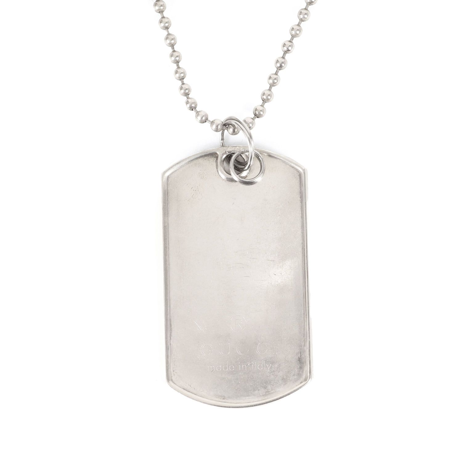 GUCCI グッチ ドッグタグ ペンダントトップ シルバー ボールチェーン