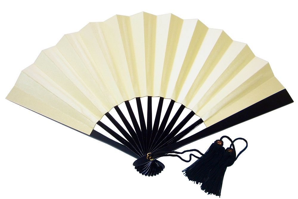 鉄扇1尺 白 扇子 うちわ用 袋付き 尾形刀剣