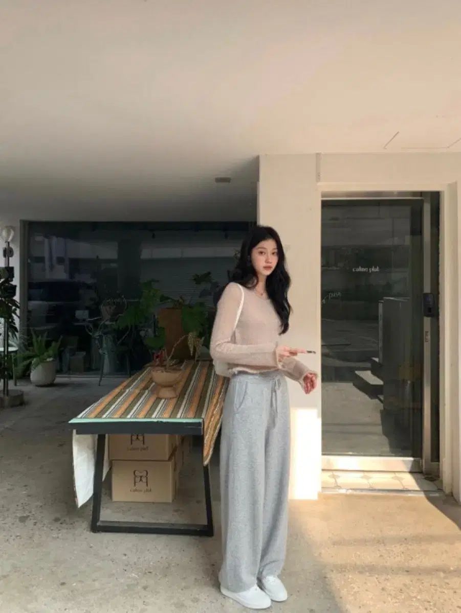 ルプレン グレー カシミア ニット パンツ ショート丈