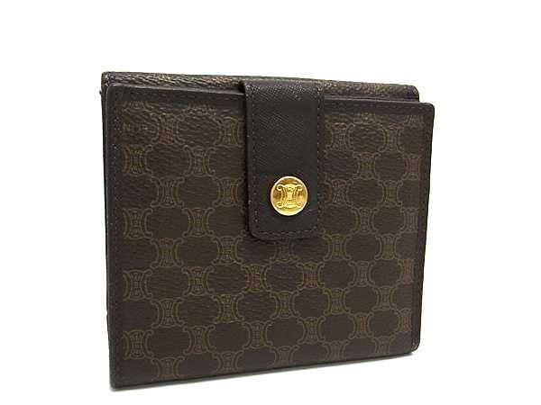 ▪️CELINE ブラック　ブラウン　マカダム　柄　折りたたみ財布 CELINE セリーヌ マカダム柄 ラウンドファスナー 二つ折り 財布