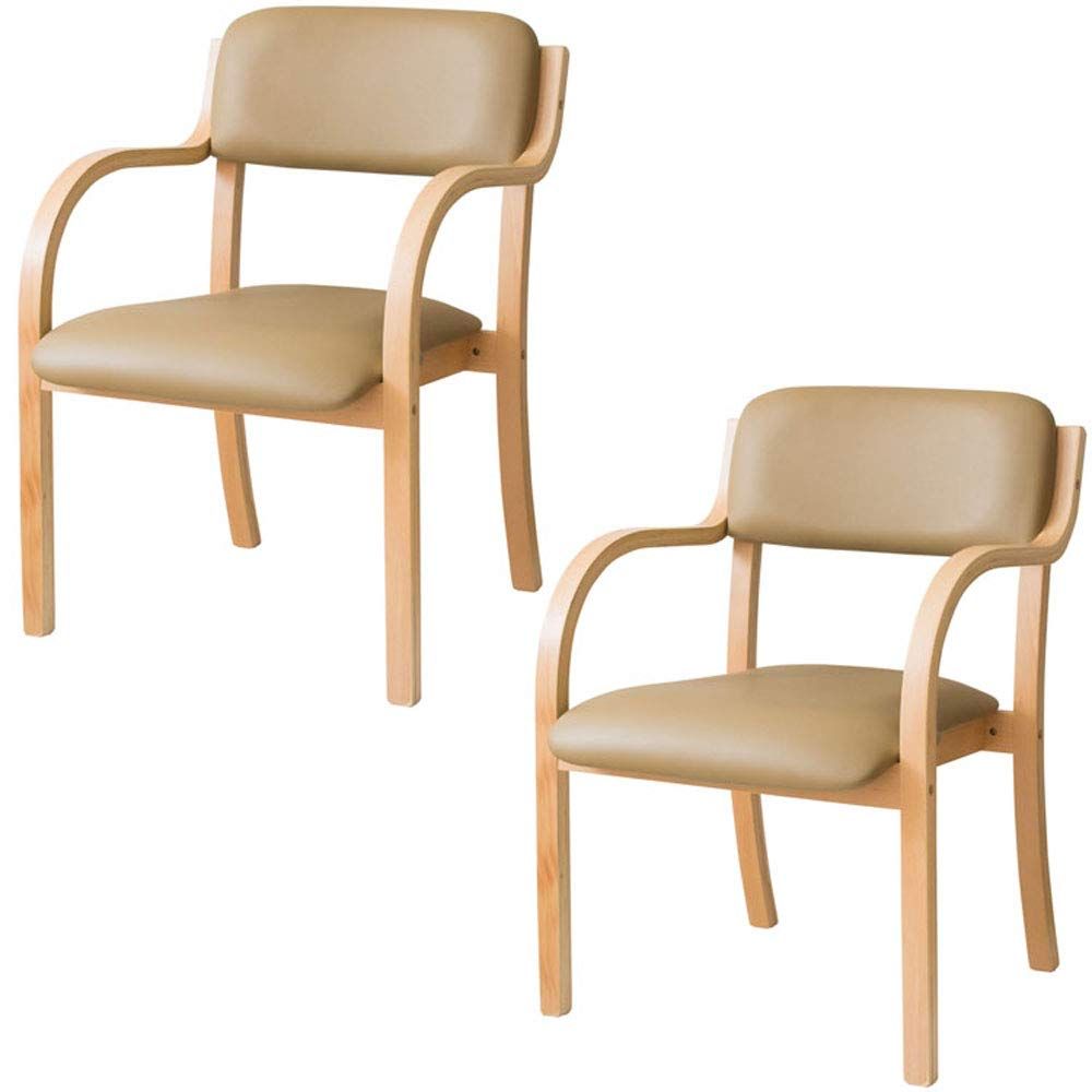 【人気商品】【2脚セット】 アイリスプラザ チェア 椅子 広い座面 疲れにくい お尻に優しい 掴みやすい肘掛け 積み重ね ダイニングチェア 工具付き 木製 ベージュ STKC2S-795