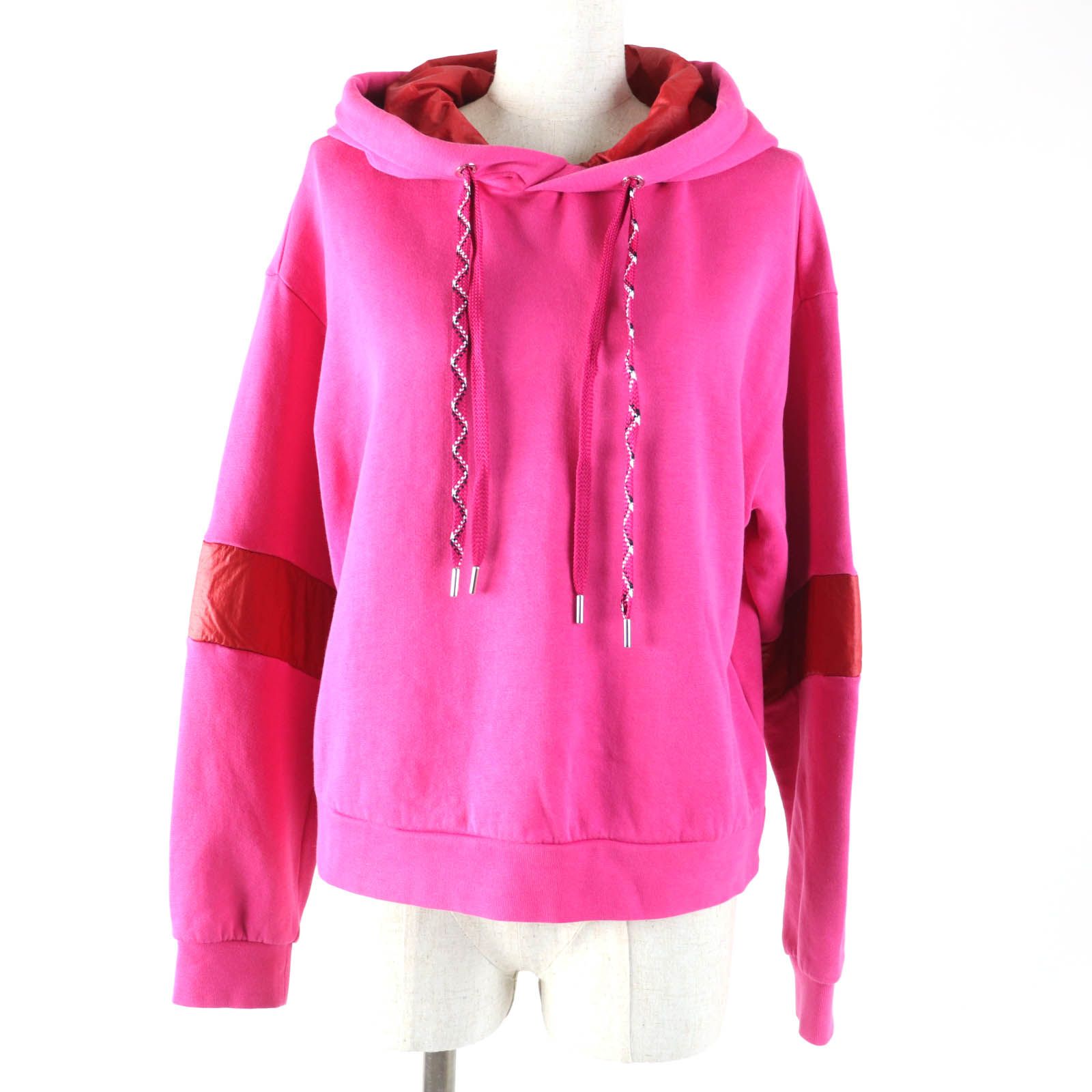 MONCLER モンクレール HOODIE フーディ コットン デカロゴワッペン付 長袖 スウェット パーカー ピンク S レディース