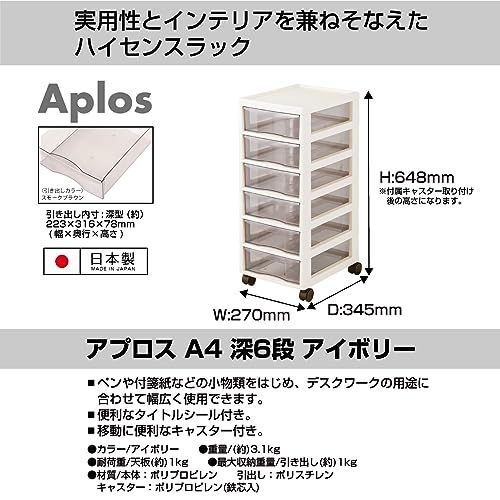 ジェーイージェー 書類ケース 引き出し A4 深型 6段 アイボリー アプロス