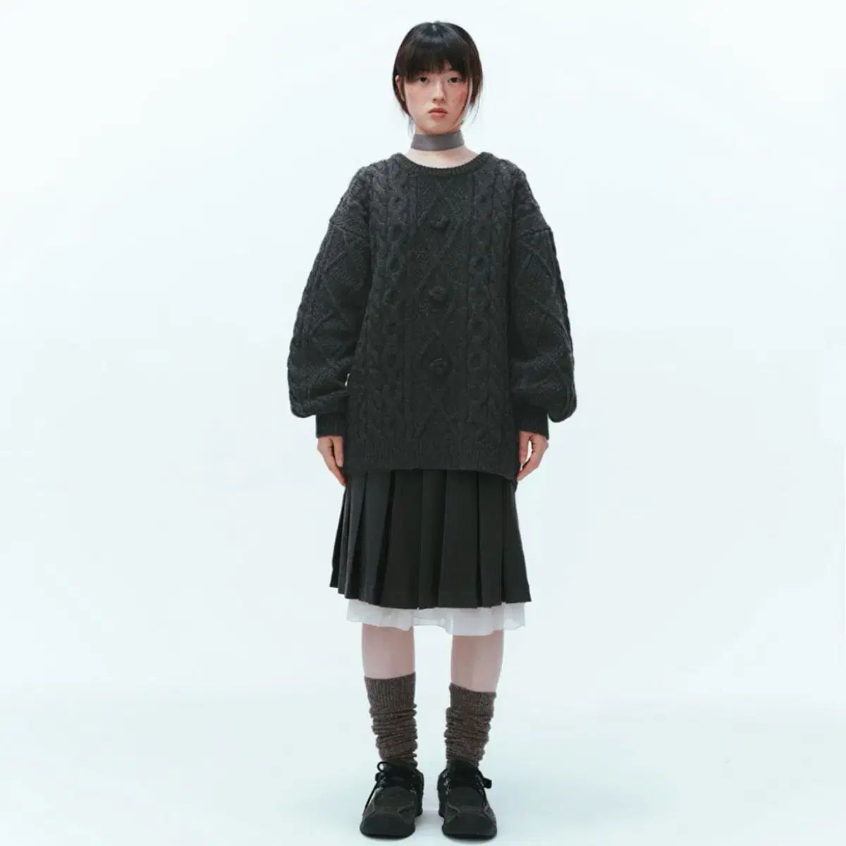 ISSEY MIYAKE ポンポン ニット チャコール