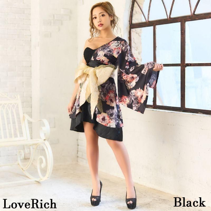 LoveRich ラブリッチ アシンメトリー ワンショル レース 花柄 ミニ