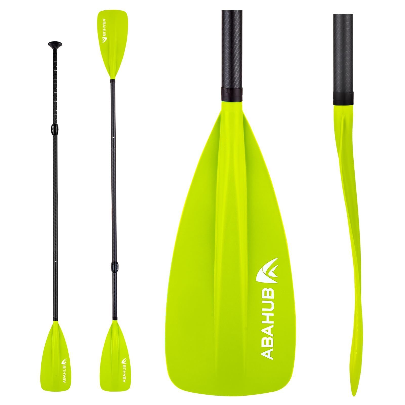 Abahub 4ピース カーボン カヤックパドル|SUP パドル 調整 スタンドアップパドルボード 軽量 カーボン シャフト プラスチック ブレード