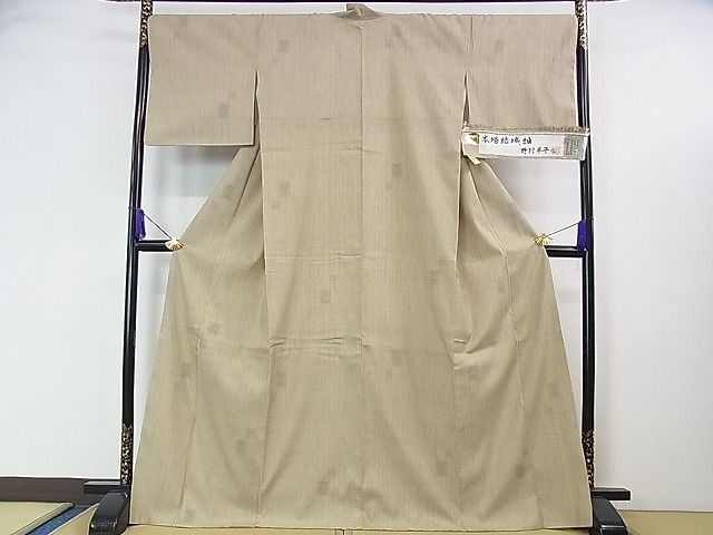 平和屋本店□希少 本場結城紬 重要無形文化財 野村半平 100亀甲 飛び