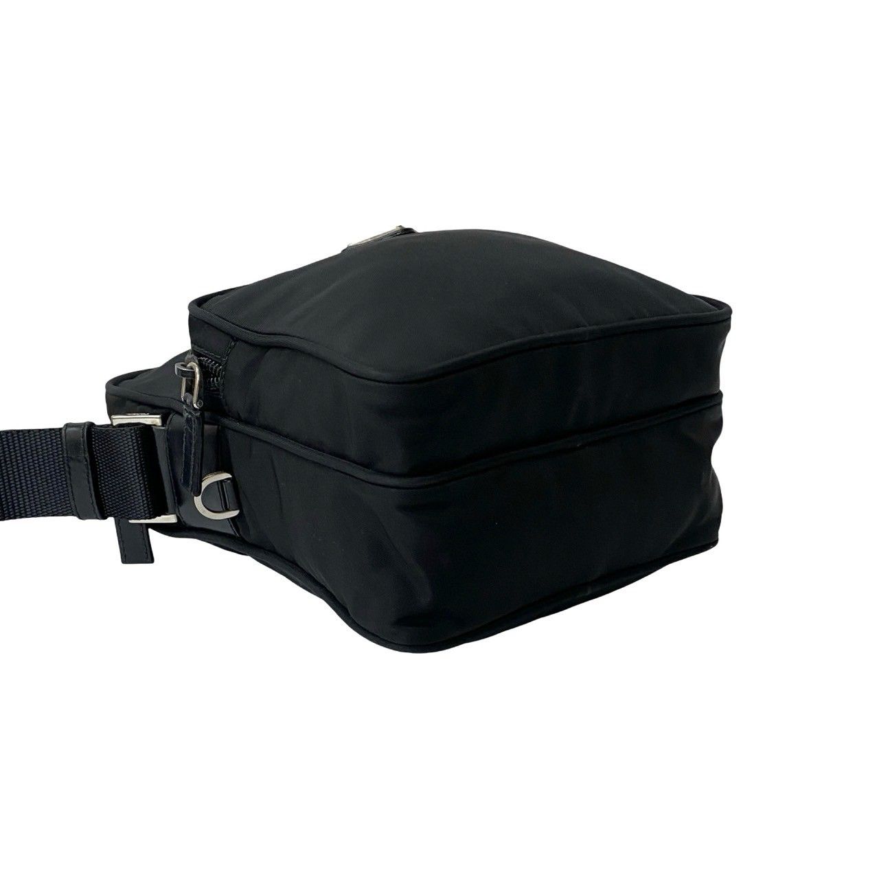 極 美品 希少品 PRADA プラダ 三角ロゴ 金具 ナイロン レザー 本革 