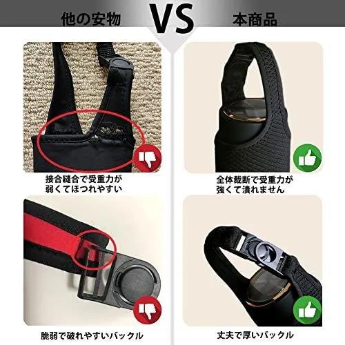 500ml-600ml_黒い＋水色 Futakuchi 水筒カバー 2way 断熱 保冷 350ml