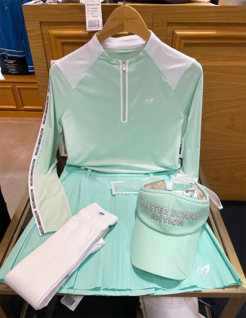masterbunnyedition マスターバニーエディション エディション レディース ロゴ ライン ハーフ ジップアップ 長袖 Tシャツ