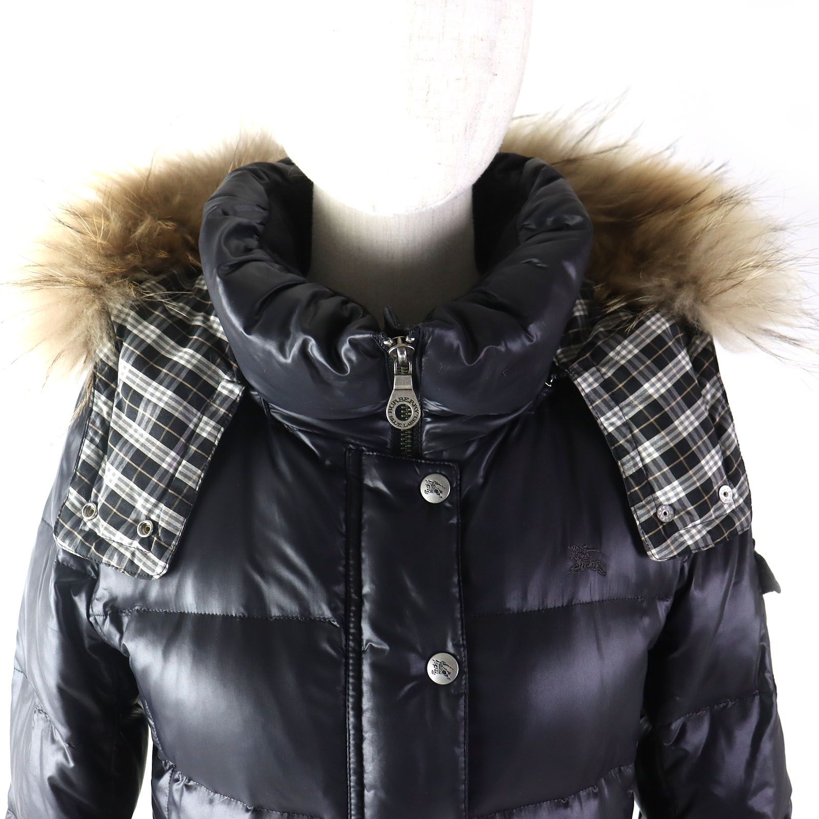 BURBERRY BLUE LABEL ブラック ジャケット 裏地チェック38 BURBERRY BLUE LABEL ブラック ジャケット 裏地チェック38
