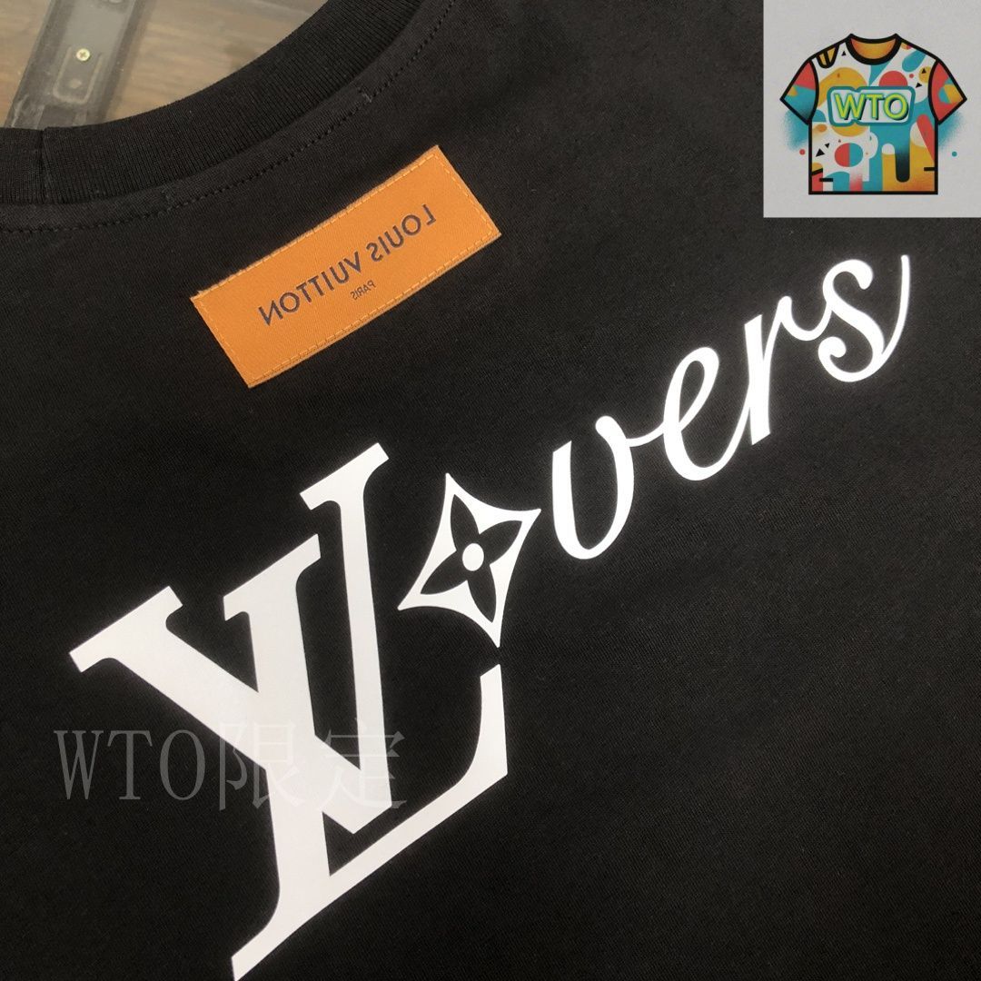 Louis Vuitton ロゴプリント 半袖Tシャツ ブラック　並行輸入 Louis Vuitton ロゴプリント 半袖Tシャツ ブラック 並行輸入