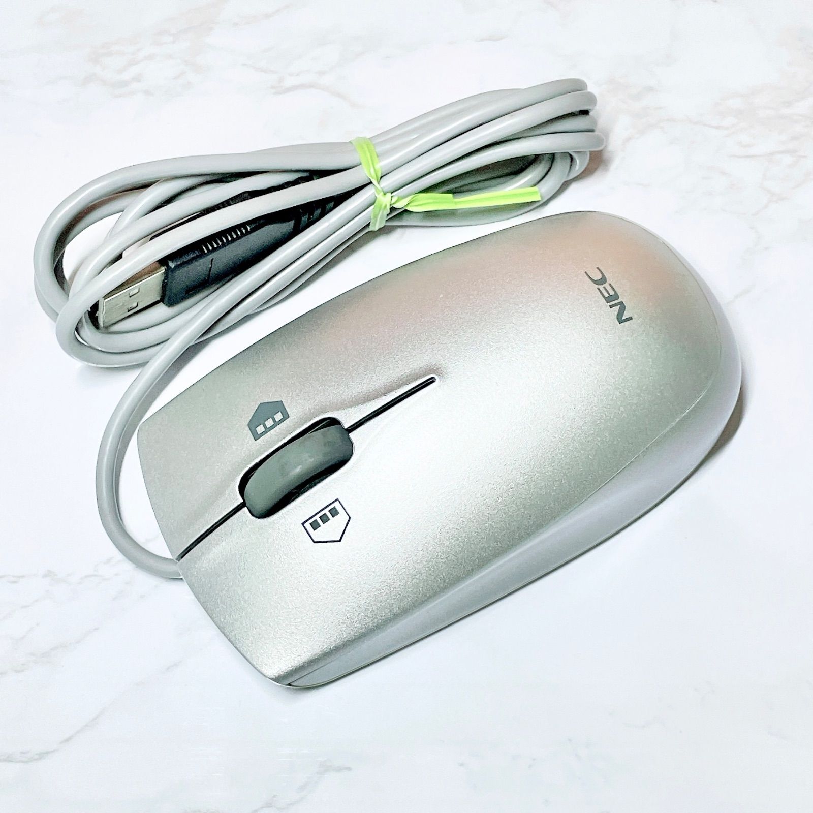 中古】パソコン マウス NEC純正 USB有線マウス かっこいいシルバー