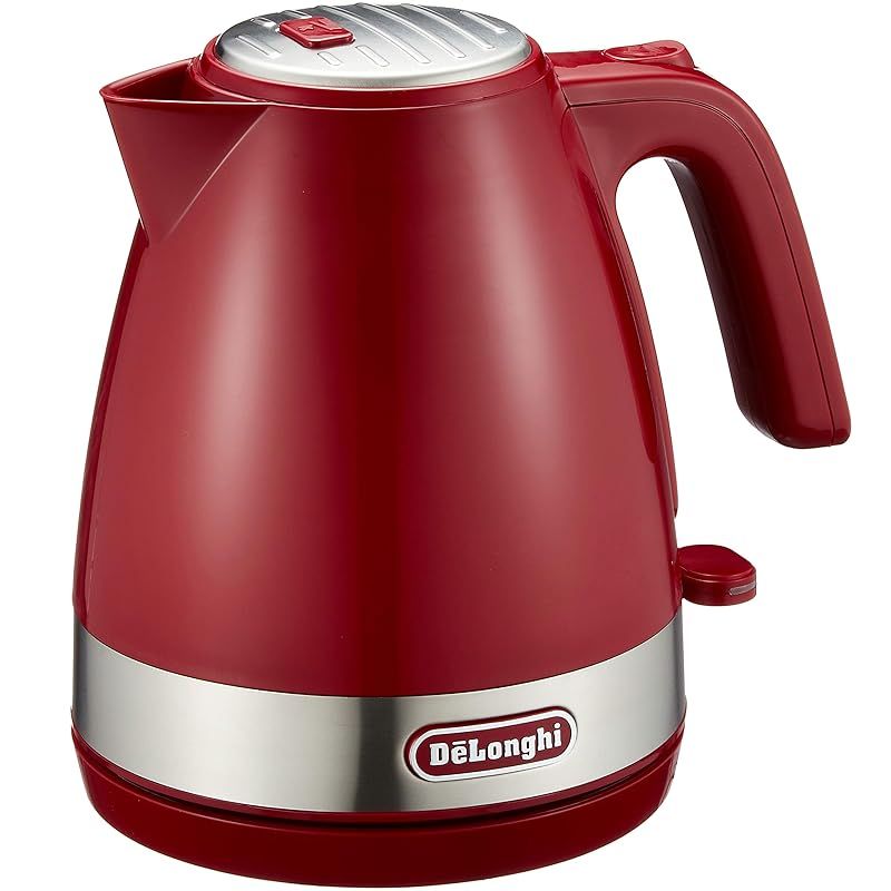 DeLonghi デロンギ De Longhi電気ケトル アクティブ シリーズ イタリアンデザイン 1.0L ワンプッシュオープン 異物混入防止フィルタ 見やすい水量計 電源コードホルダー パッションレッド ファミリー登録で3年保証 0