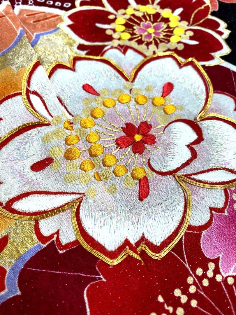 ブランド振袖 仮絵羽 京友禅 刺繍 金駒 金彩 銀通し 正絹 未仕立て品