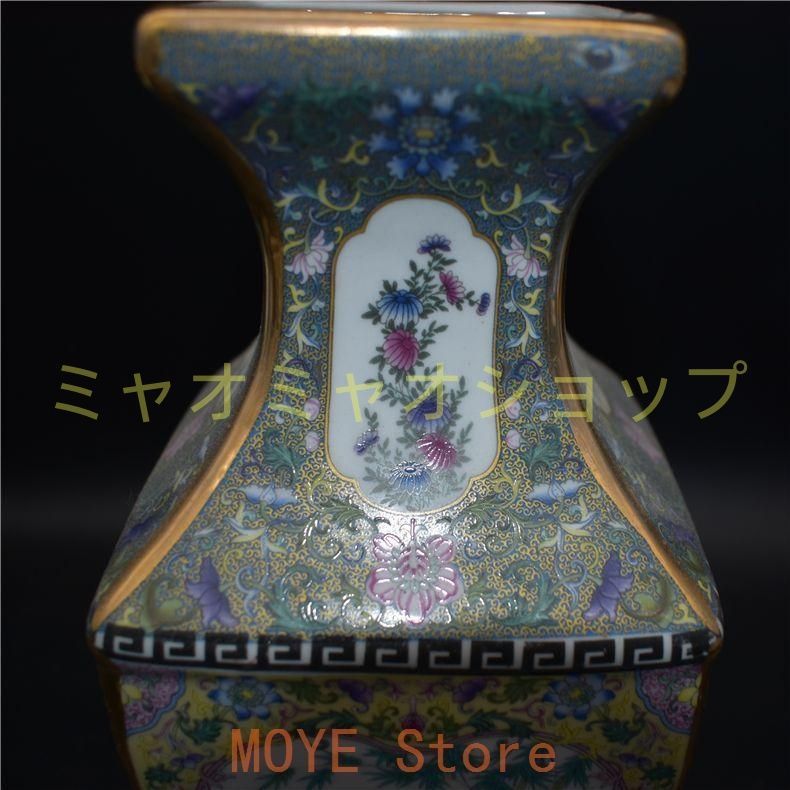 清乾隆琺瑯彩四方花鳥尊瓶 景徳鎮 陶磁器 装飾品 現代工芸品