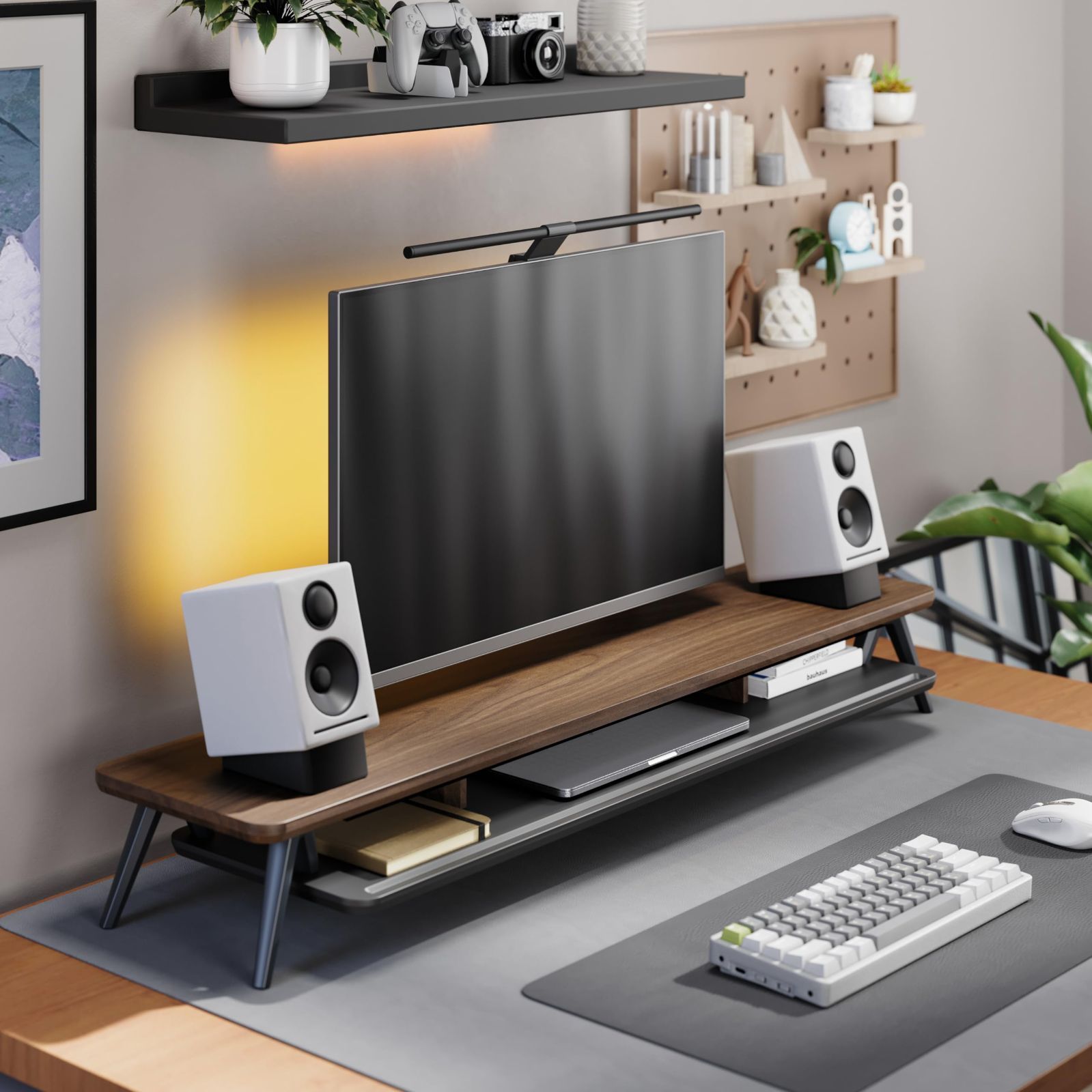 FENGE モニター台 卓上 机上台パソコン台 机上ラック 108CM横幅