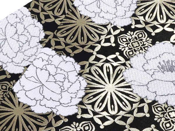 使用品 着物美人 送料込み 袋帯 全通 合繊 仕立上り 帯 振袖袋帯 振袖帯 成人式袋帯 成人式帯 留袖帯 訪問着帯 振袖 留袖 訪問着 附下 色無地 小紋 成人式 結婚式披露宴 入学式 卒業式 七五三 宮参り お茶会 踊りに 黒 白 金 牡丹 m171019