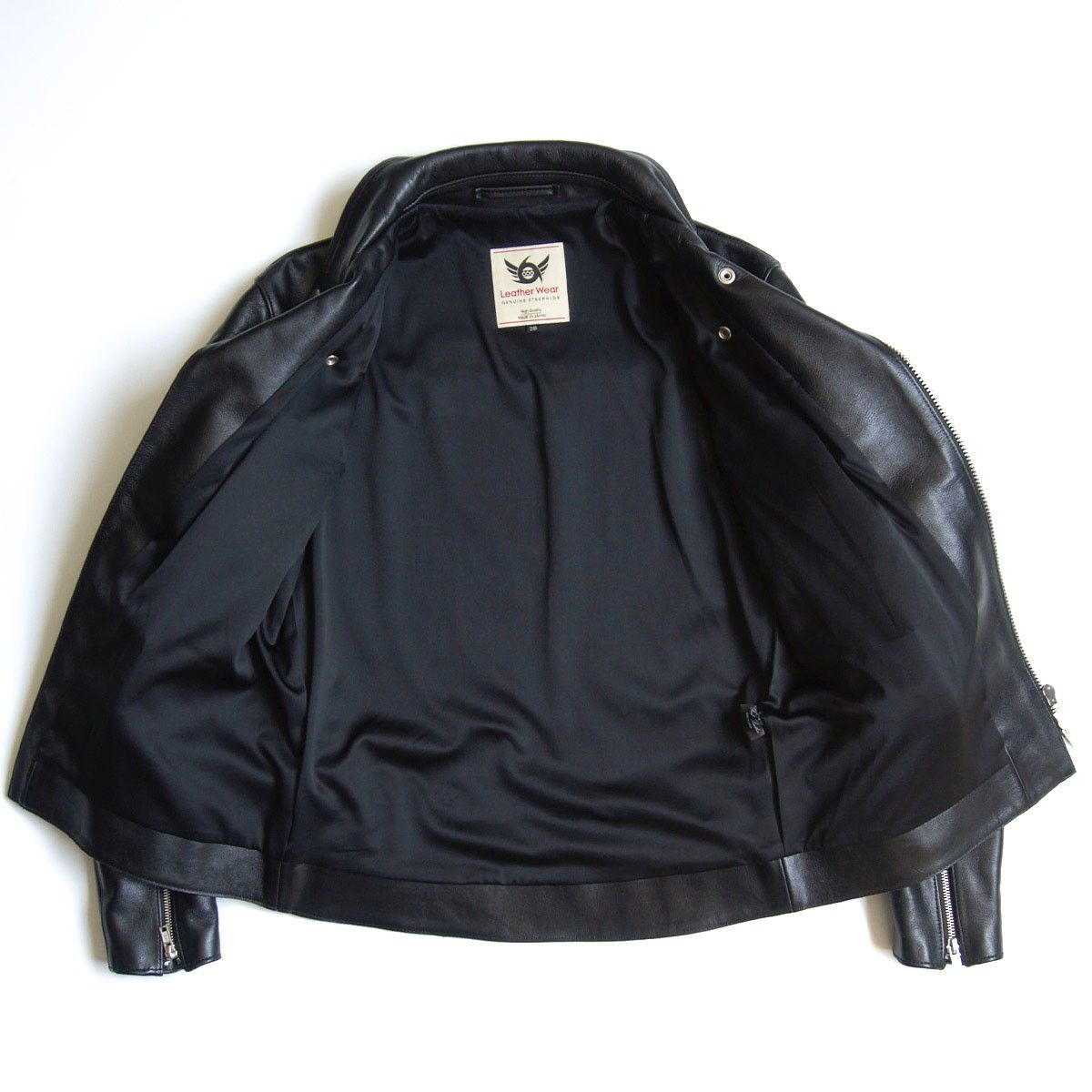 美品 ステアハイド 666 ダブル ライダースジャケット UK レザージャケット 666 (トリプルシックス) ステアハイドレザー サイドベルト
