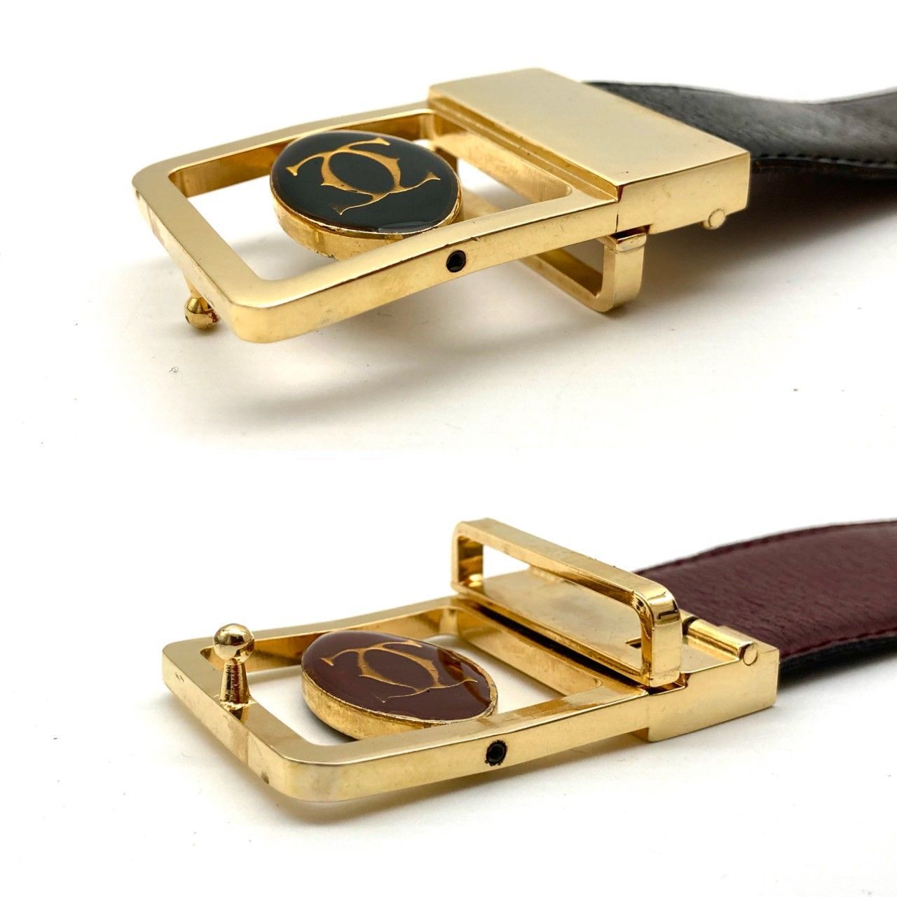 カルティエ ベルト レザー ブラック ゴールド ロゴ 保管品 70701