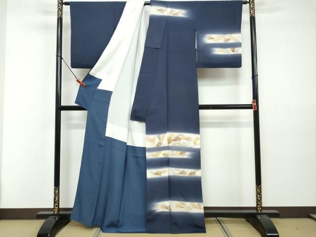 平和屋着物□訪問着 駒刺繍 松葉文 暈し染め 金彩 正絹 逸品