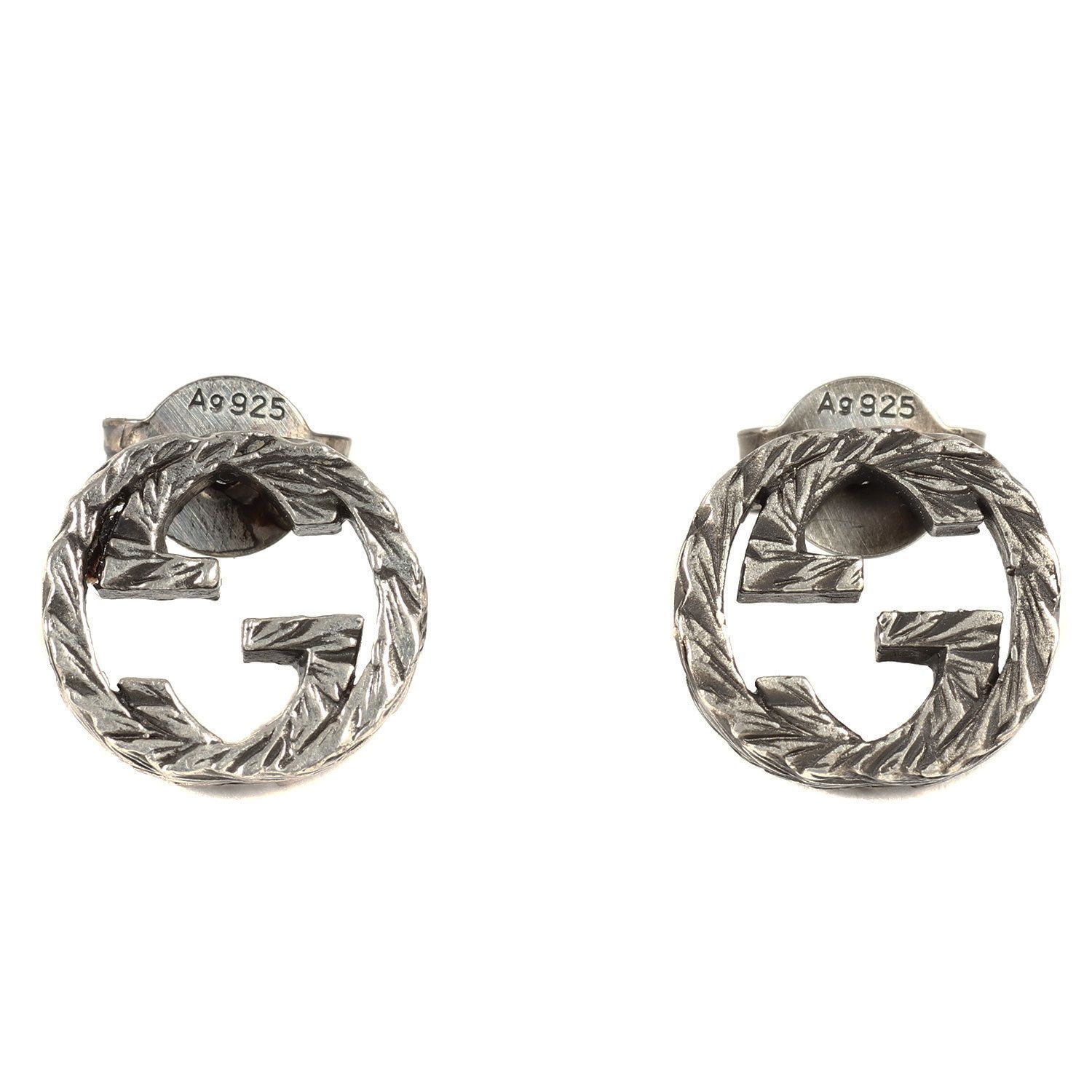 GUCCI グッチ インターロッキング G シルバー ピアス Ag925 イヤリング アクセサリー ジュエリー シルバー イタリア製 ブランド  【メンズ】【中古】【美品】