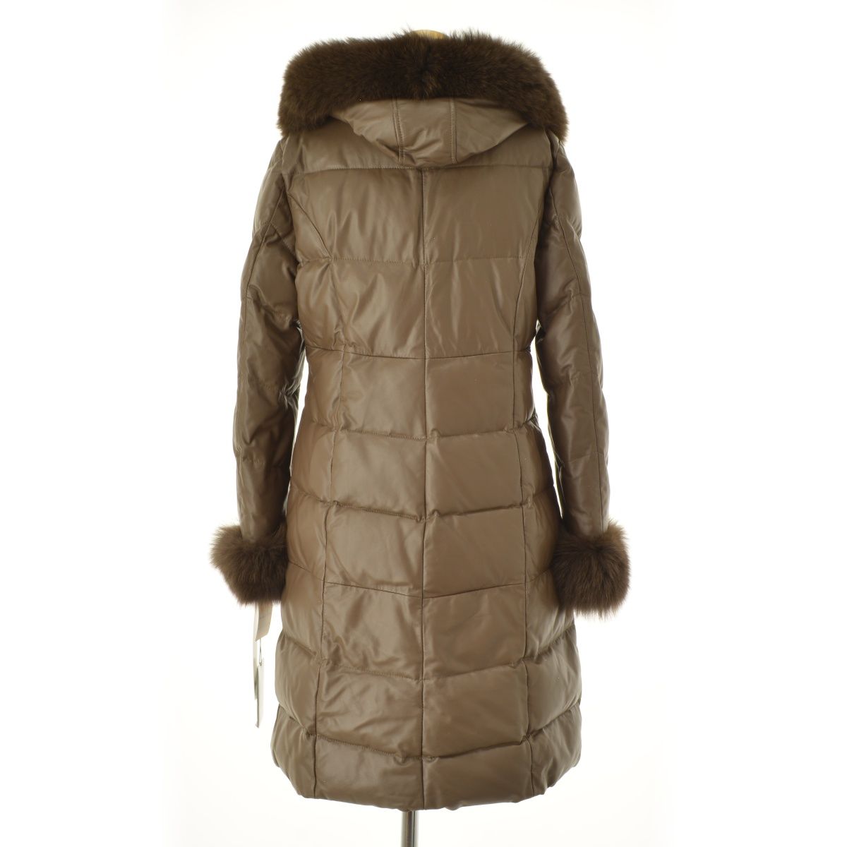 DAMAcollection】ブルーフォックス&ラビットファーフード付 ラムレザー