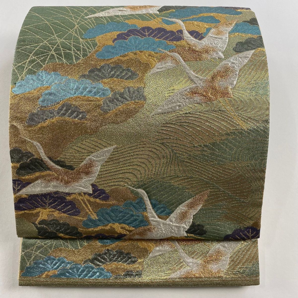 袋帯 秀品 笠松 箔 金色 六通 正絹 【中古】