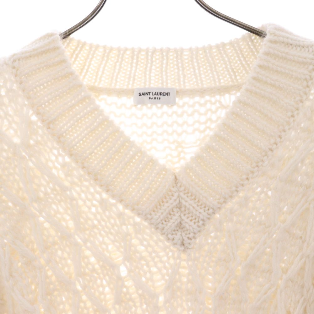 SAINT LAURENT PARIS サンローランパリ 20AW Mohair Alpaca V Neck Knit Sweater モヘア アルパカ混 Vネック ウールニットセーター アイボリー 626948 YAQK2 SAINT LAURENT PARIS (サンローランパリ) 20AW Mohair Alpaca V Neck