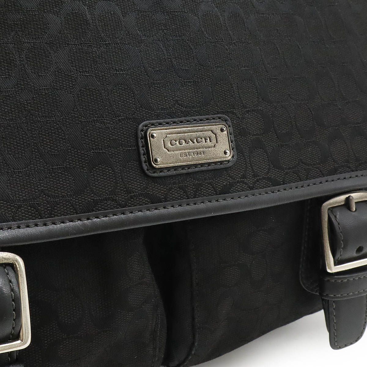 COACH メッセンジャーバッグ 黒 キャンバス×レザー　C2-15 COACH メッセンジャーバッグ 黒 キャンバス×レザー C2-15