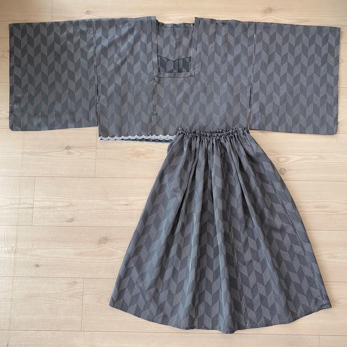 雨コートリメイクセットアップ グレー系