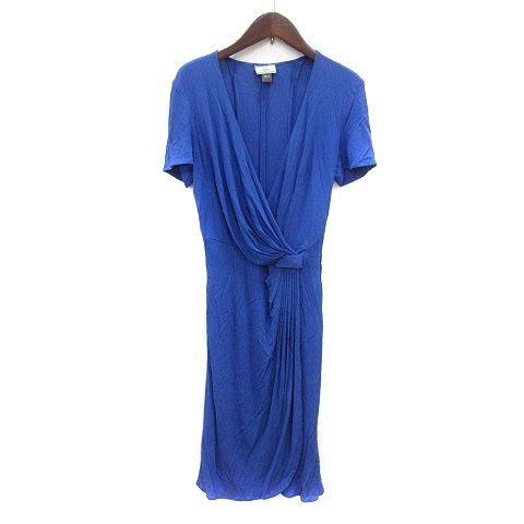 イッサ ISSA ワンピース ロング 半袖 カシュクール 4 青 /DH10 ☆CA☆キ13 イッサロンドン ワンピース イッサロンドン ISSA LONDON ワンピース