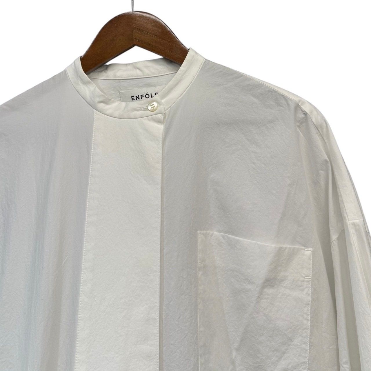 ENFOLD エンフォルド 22AW WashedタイプライターHEXAGON SHIRT バンド 