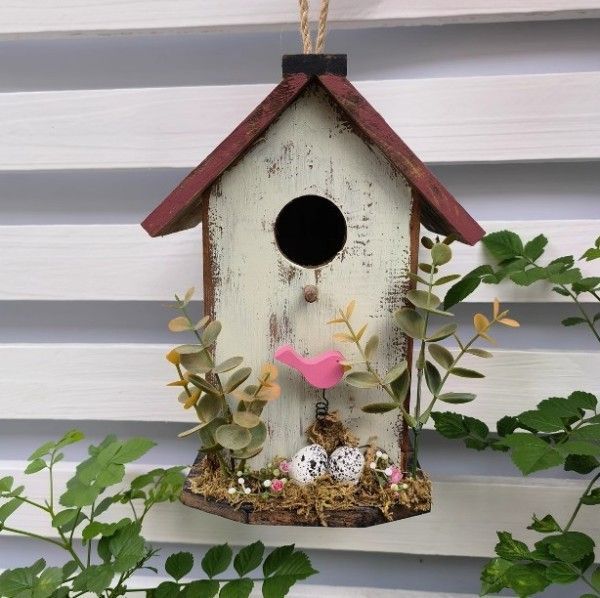 ミニハウス巣箱 鳥の巣 鳥の巣箱 バードハウス バードルーム 鳥用品 鳥かご 巣箱 庭園 自然 装飾 ぶら下げ 吊り下げ 休憩所