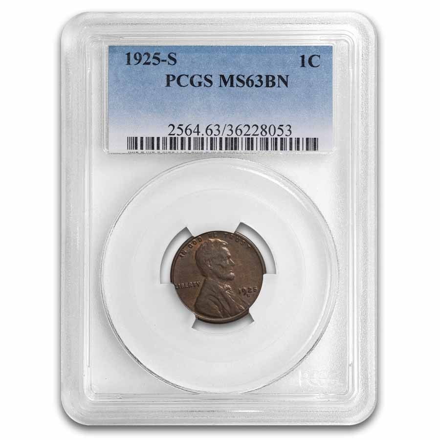 1925-S Lincoln Cent MS-63 PCGS Brown