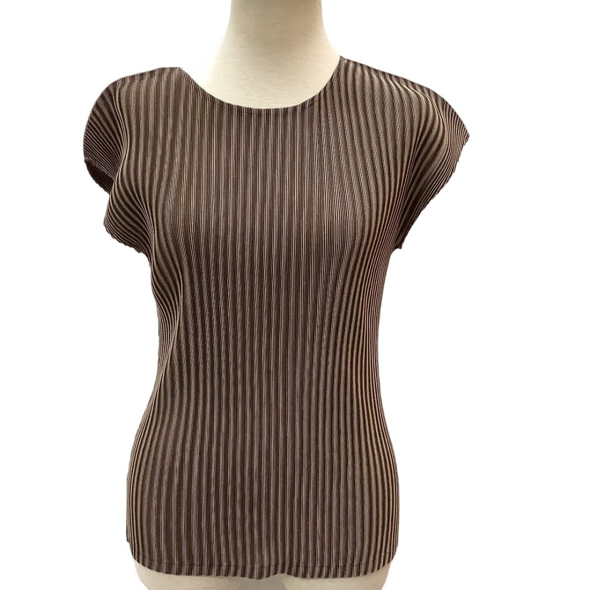 PLEATS PLEASE ISSEY MIYAKE カットソー 半袖ブラウンL ♪♪ISSEY MIYAKE イッセイミヤケ PLEATS PLEASE カットソー