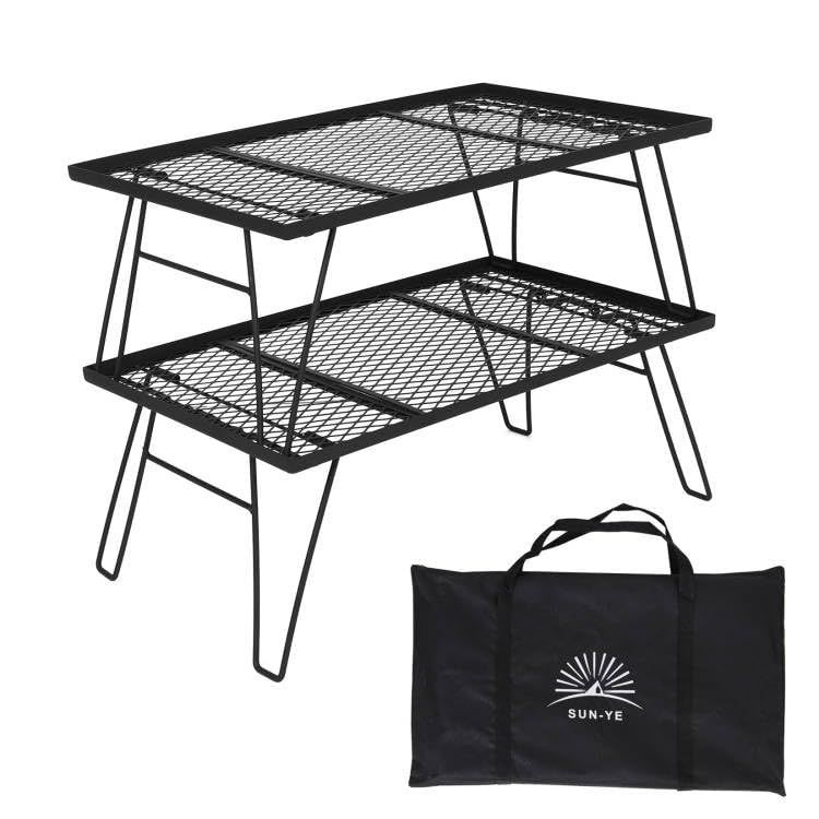【人気商品】SUN-YE キャンプ ラック フィールドラック メッシュ テーブル 焚火テーブル グリルテーブル 折り畳み式 スタック可能 直火 ...